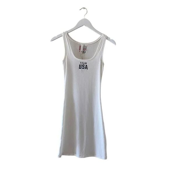 NWT SKIMS Team USA Olimpic Shirt MINI DRESS Long TANK TOP Sleeveless SZ L #1470 - Picture 1 of 14